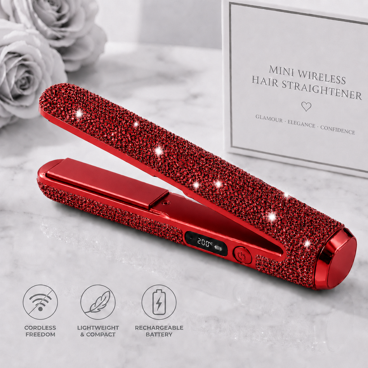 Rhinestone Wireless Hair Straightener