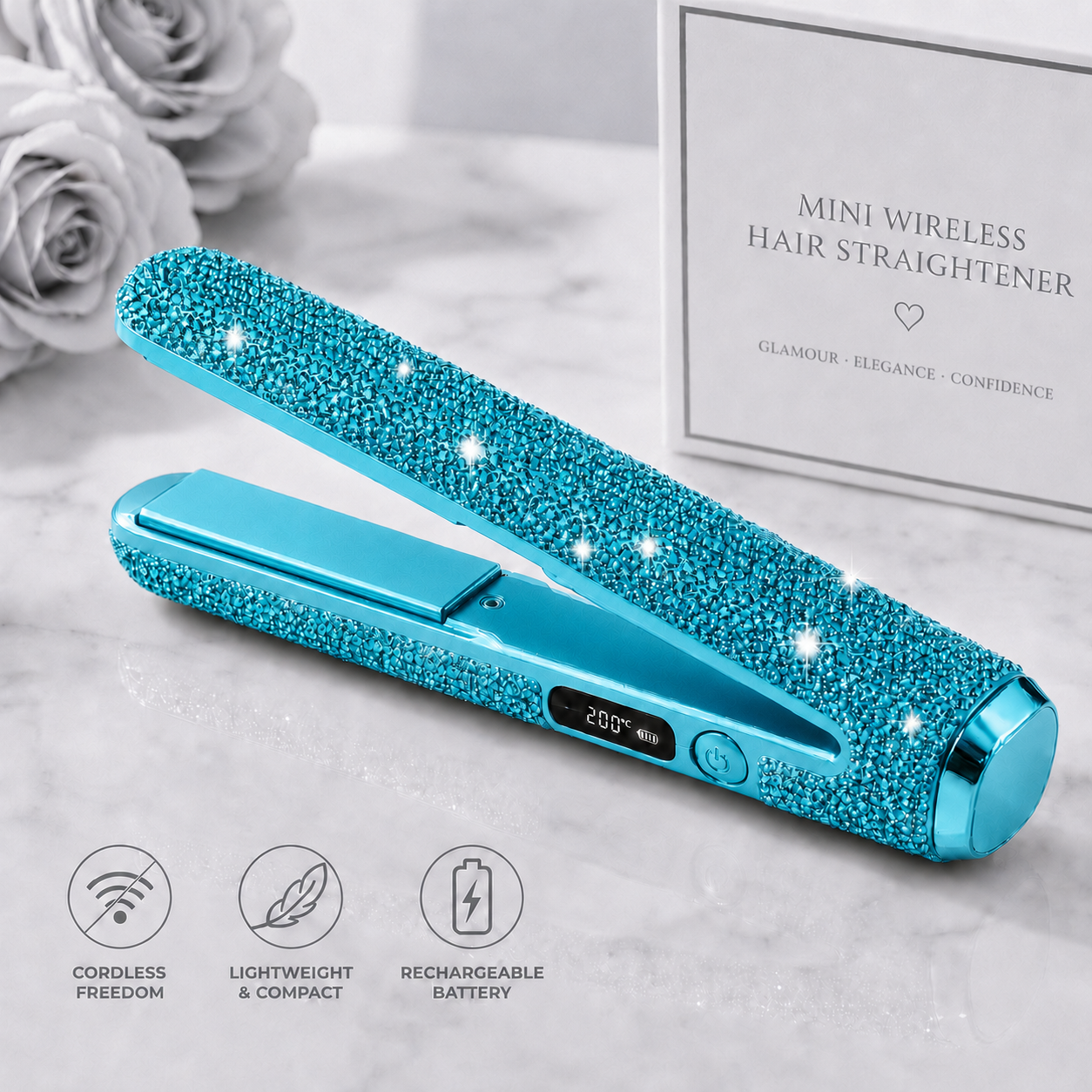 Rhinestone Wireless Hair Straightener